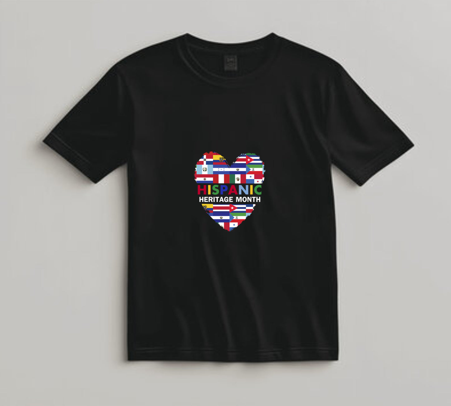 Hispanic Heritage Month DTF Transfer – Heart of Flags Ready to Press Iron on Heat Transfer DIY Shirts 11239