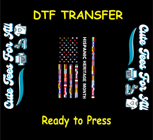 hispanic heritage month american flag stripes with latin flags ready to press dtf transfer for diy shirts