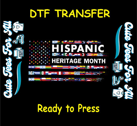 hispanic heritage month distressed american flag with latin flags ready to press dtf transfer for diy shirts