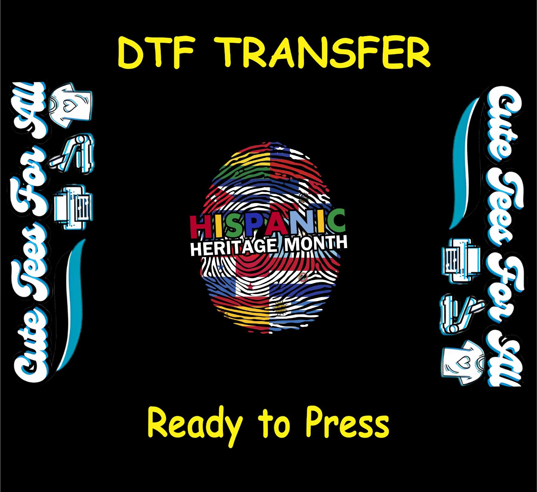 hispanic heritage month fingerprint flag pattern ready to press dtf transfer for diy shirts
