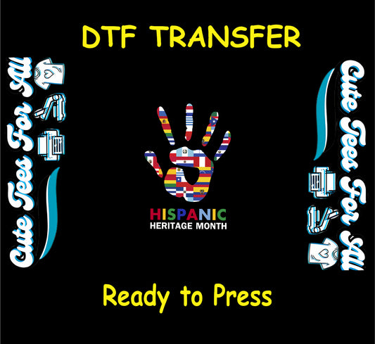 hispanic heritage month handprint with latin flags ready to press dtf transfer for diy shirts