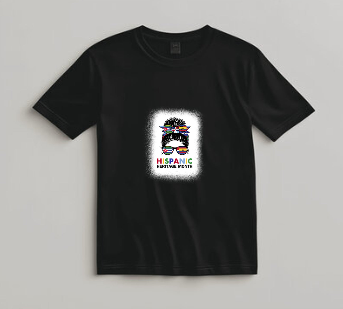 Hispanic Heritage Month DTF Transfer – Messy Bun with Flag Glasses Ready to Press Iron on Heat Transfer DIY Shirts 11245