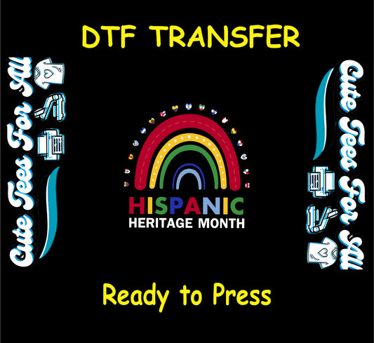 hispanic heritage month rainbow with heart flags ready to press dtf transfer for diy shirts