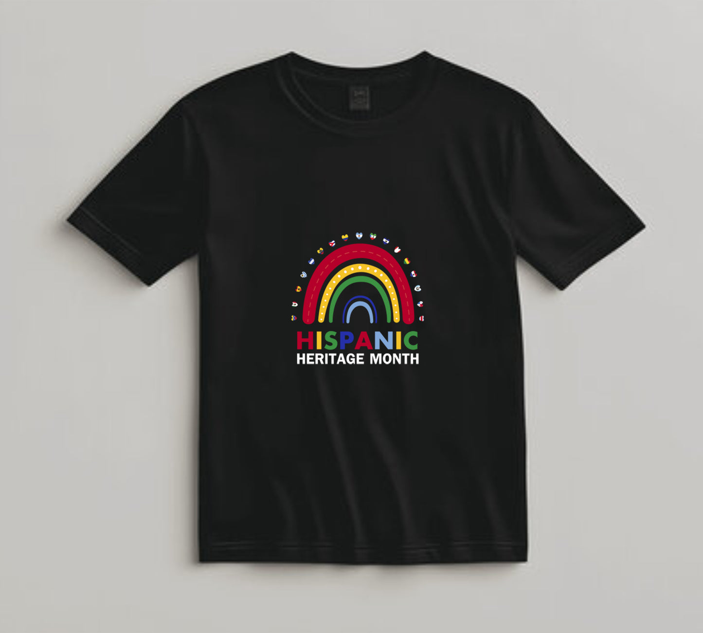 Hispanic Heritage Month DTF Transfer – Rainbow with Heart Flags Ready to Press Iron on Heat Transfer DIY Shirts 11246