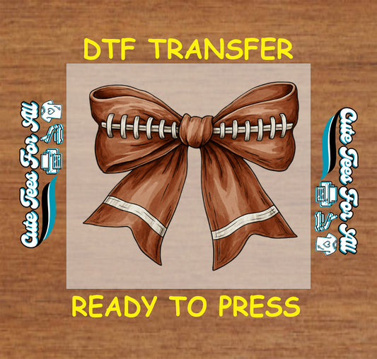 Football bow with stitching ready to press dtf transfer for DIY shirts