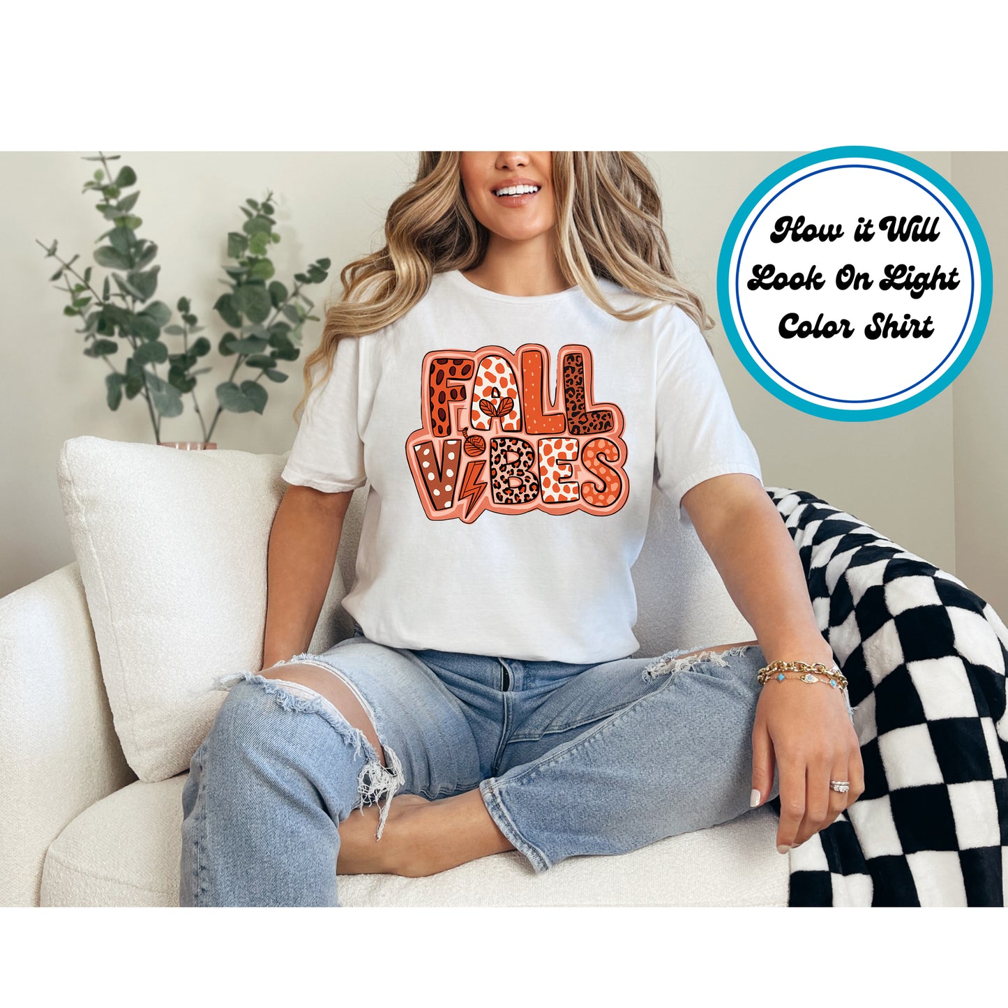 Fall DTF Transfer – Fall Vibes Animal Print Letters Ready to Press Heat Transfer for DIY Shirts 11421