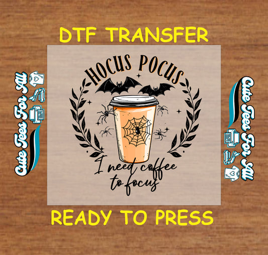 Halloween hocus pocus coffee cup bats spider web ready to press DTF transfer for DIY shirts