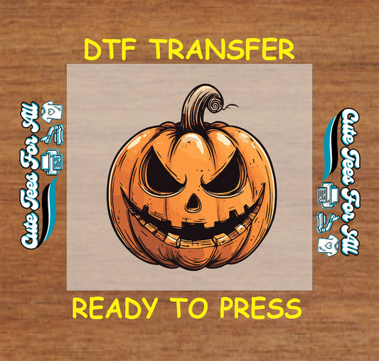 Halloween spooky jack o lantern pumpkin face ready to press DTF transfer for DIY shirts