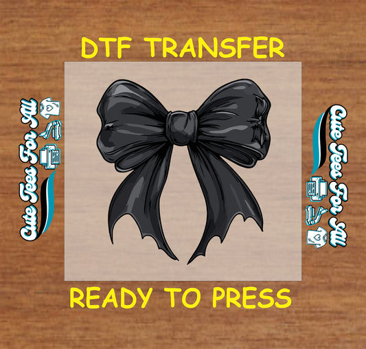 Halloween black bow with bat wing ends ready to press dtf transfer