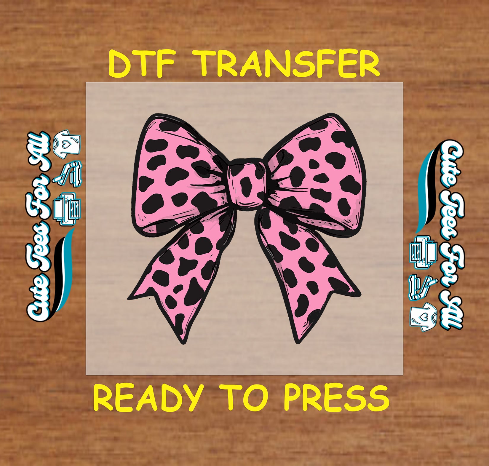 Halloween pink leopard bow ready to press dtf transfer