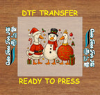 Christmas DTF Transfer – Festive Geese & Snowman Trio Ready to Press Iron On Heat Transfer for DIY Shirts 11564