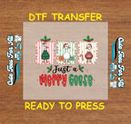 Christmas DTF Transfer – Funny Just a Merry Goose Holiday Print Ready to Press Iron On Heat Transfer for DIY Shirts 11587