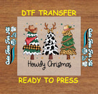 Christmas DTF Transfer – Howdy Christmas Western Cowboy Trees Ready to Press Iron On Heat Transfer for DIY Shirts 11592