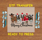 Christmas DTF Transfer – Mooey Christmas Funny Cows with Santa Hats Ready to Press Iron On Heat Transfer for DIY Shirts 11604