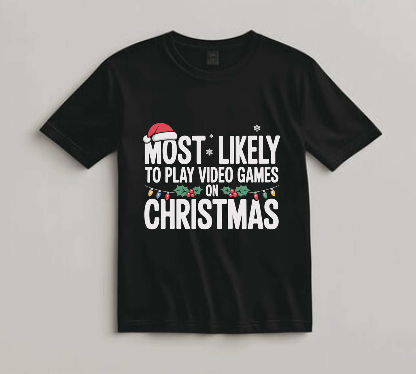 Christmas DTF Transfer – Most Likely to Play Video Games on Christmas Ready to Press Iron On Heat Transfer for DIY Shirts 11618