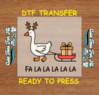 Christmas DTF Transfer – Goose with Antlers Fa La La Text Ready to Press Iron On Heat Transfer for DIY Shirts 11648