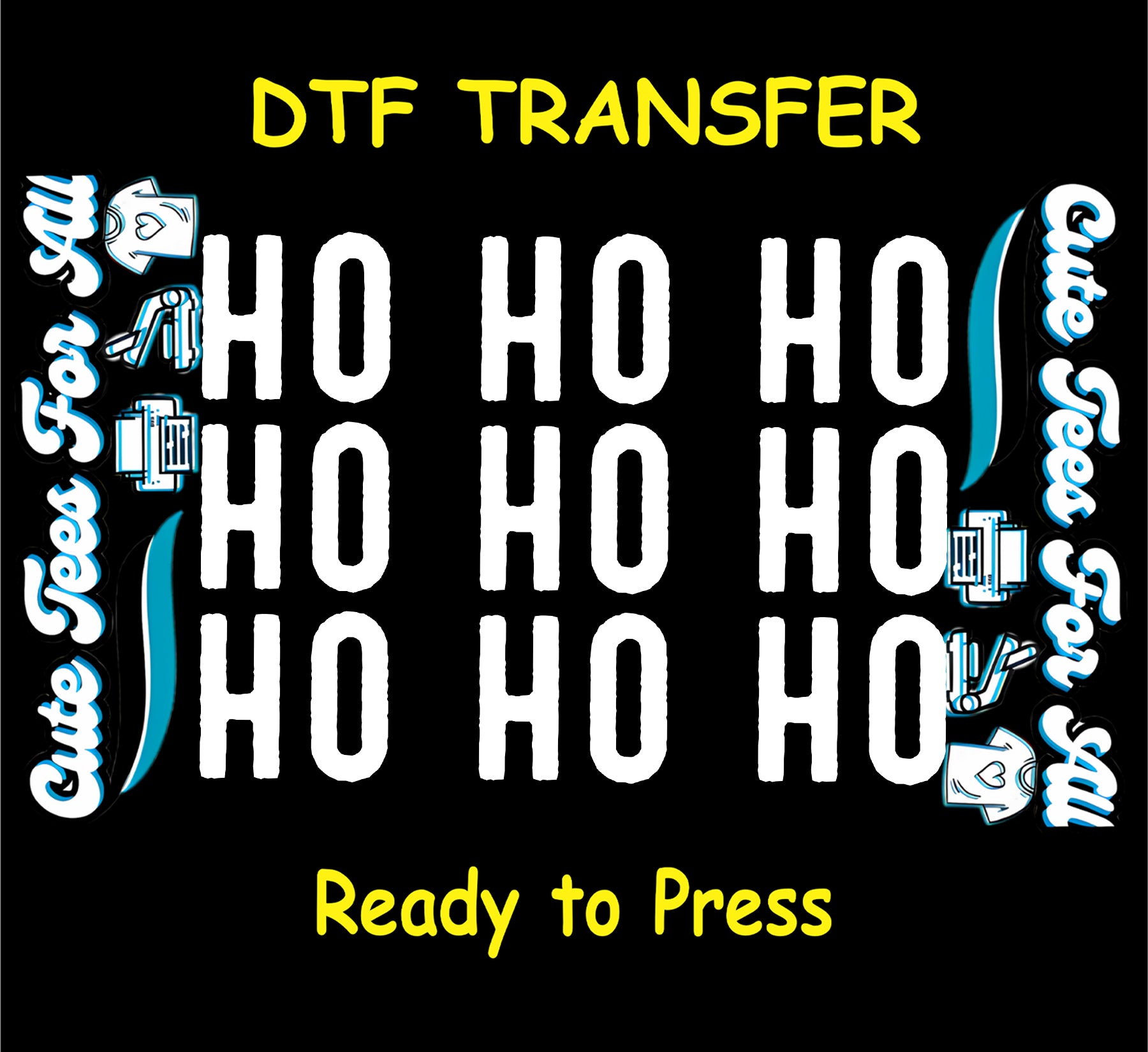 ho ho ho repeating text christmas dtf transfer ready to press iron on heat transfer for diy shirts
