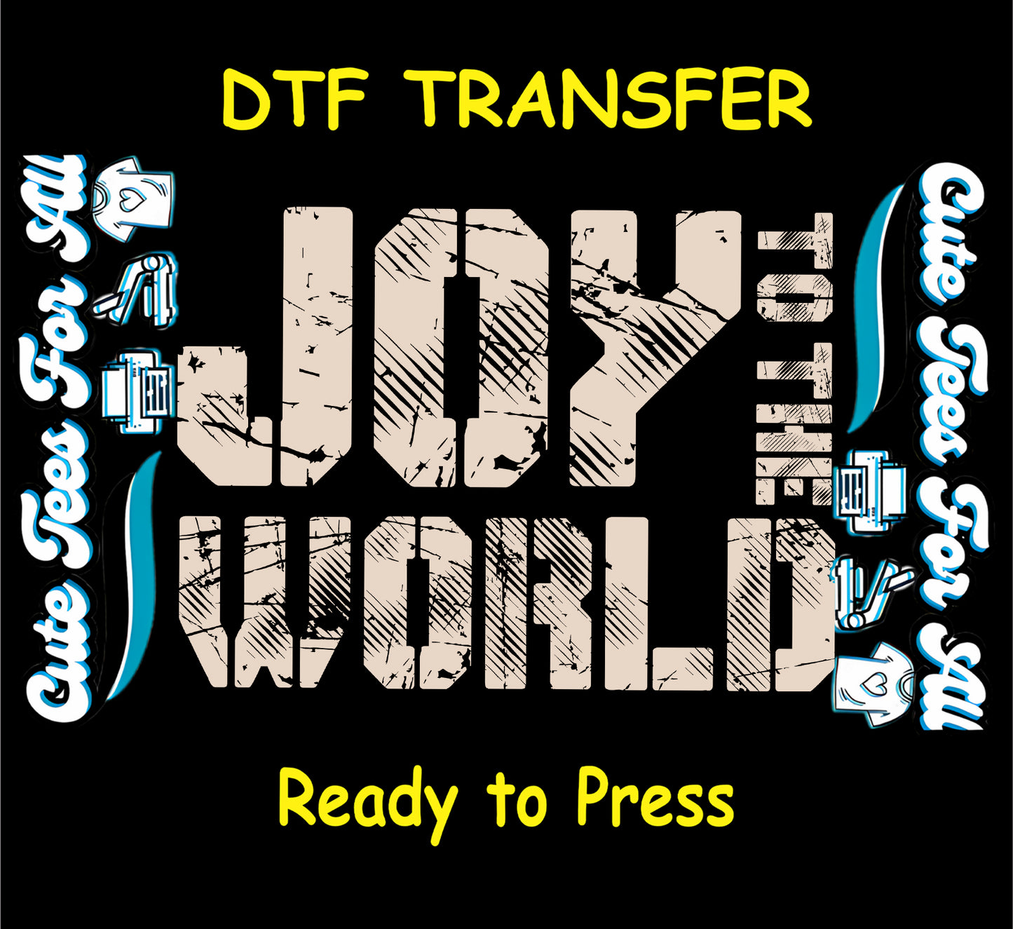 joy to the world grunge text christmas dtf transfer ready to press iron on heat transfer for diy shirts