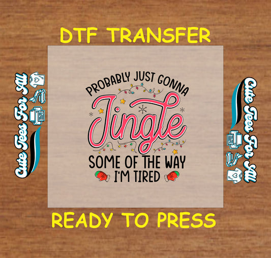 funny christmas dtf transfer with jingle quote and holiday lights ready to press iron on heat transfer for diy shirts