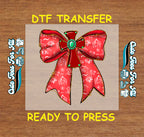 Christmas DTF Transfer – Western Red Bow with Turquoise Gem Ready to Press Iron On Heat Transfer for DIY Shirts 11715