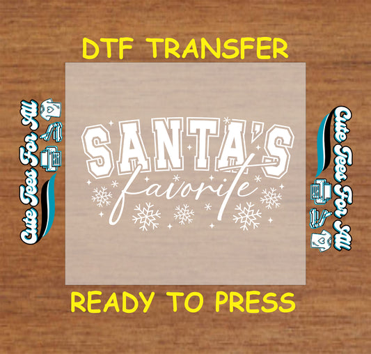 Christmas DTF Transfer – Santa’s Favorite Snowflake Varsity Lettering Ready to Press Iron On Heat Transfer for DIY Shirts 11788