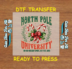 Christmas DTF Transfer – Candy Cane Wreath “North Pole University” Ready to Press Iron On Heat Transfer for DIY Shirts 11817