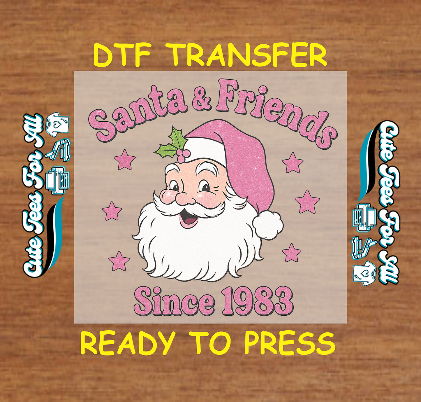 retro santa and friends since 1983 ready to press dtf iron on heat transfer for diy shirts