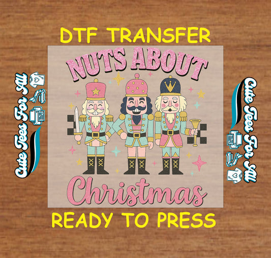 pastel nutcracker trio nuts about christmas ready to press dtf iron on heat transfer for diy shirts