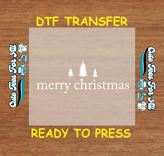 minimalist white christmas trees with merry christmas text dtf transfer ready to press iron on heat transfer for diy shirts