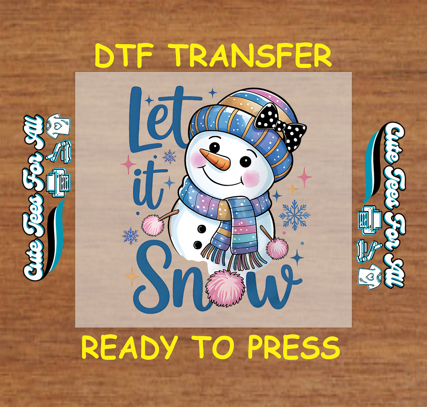 cute snowman let it snow dtf transfer ready to press iron on heat transfer for diy shirts