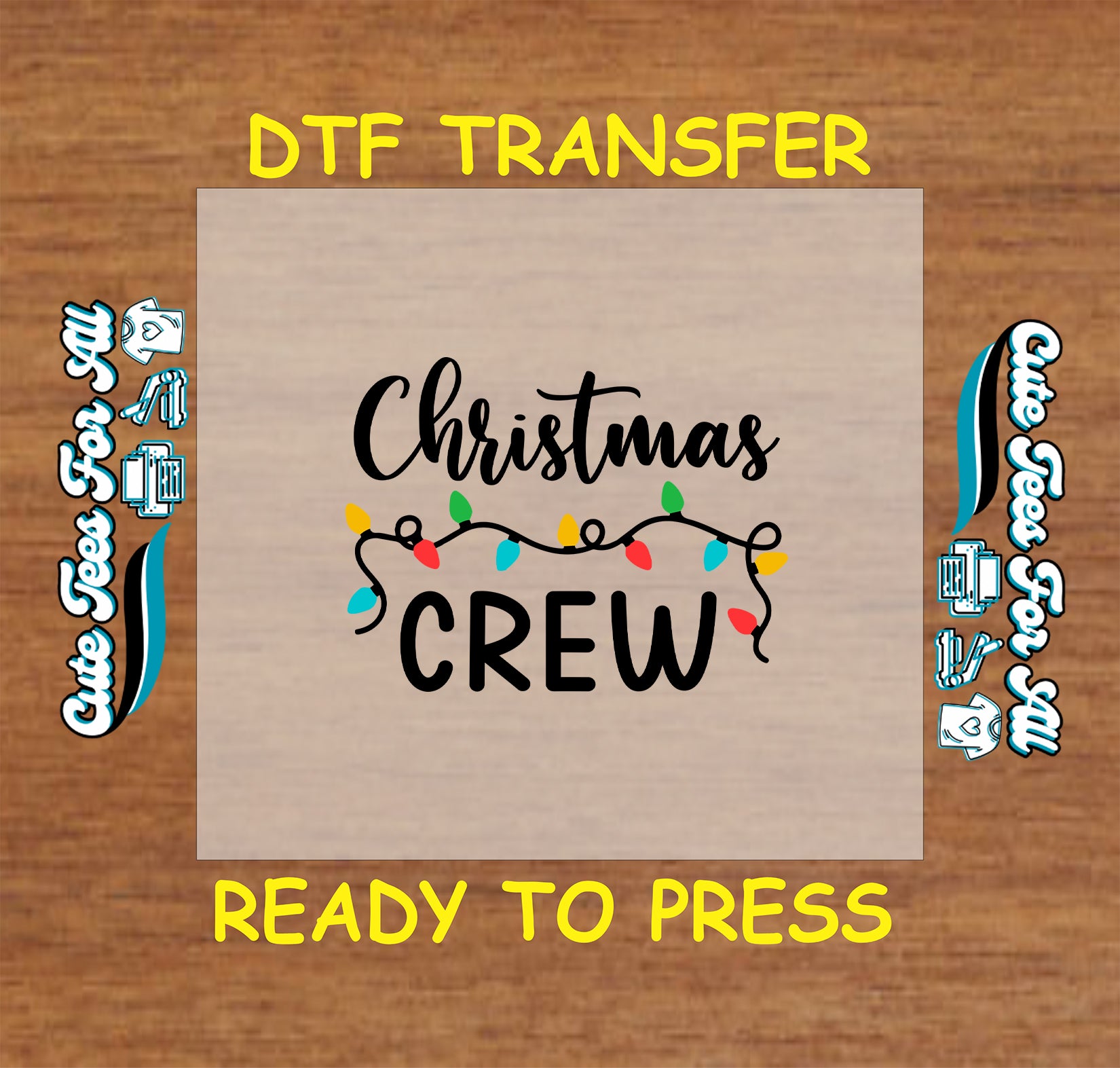 christmas crew with holiday lights dtf transfer ready to press iron on heat transfer for diy shirts