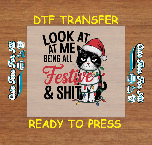 funny grumpy cat christmas dtf transfer ready to press iron on heat transfer for diy shirts