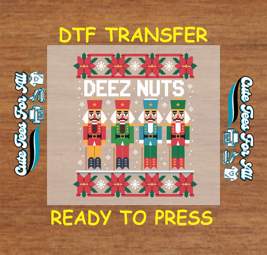 funny christmas dtf transfer nutcracker ugly sweater deez nuts ready to press iron on heat transfer for diy shirts