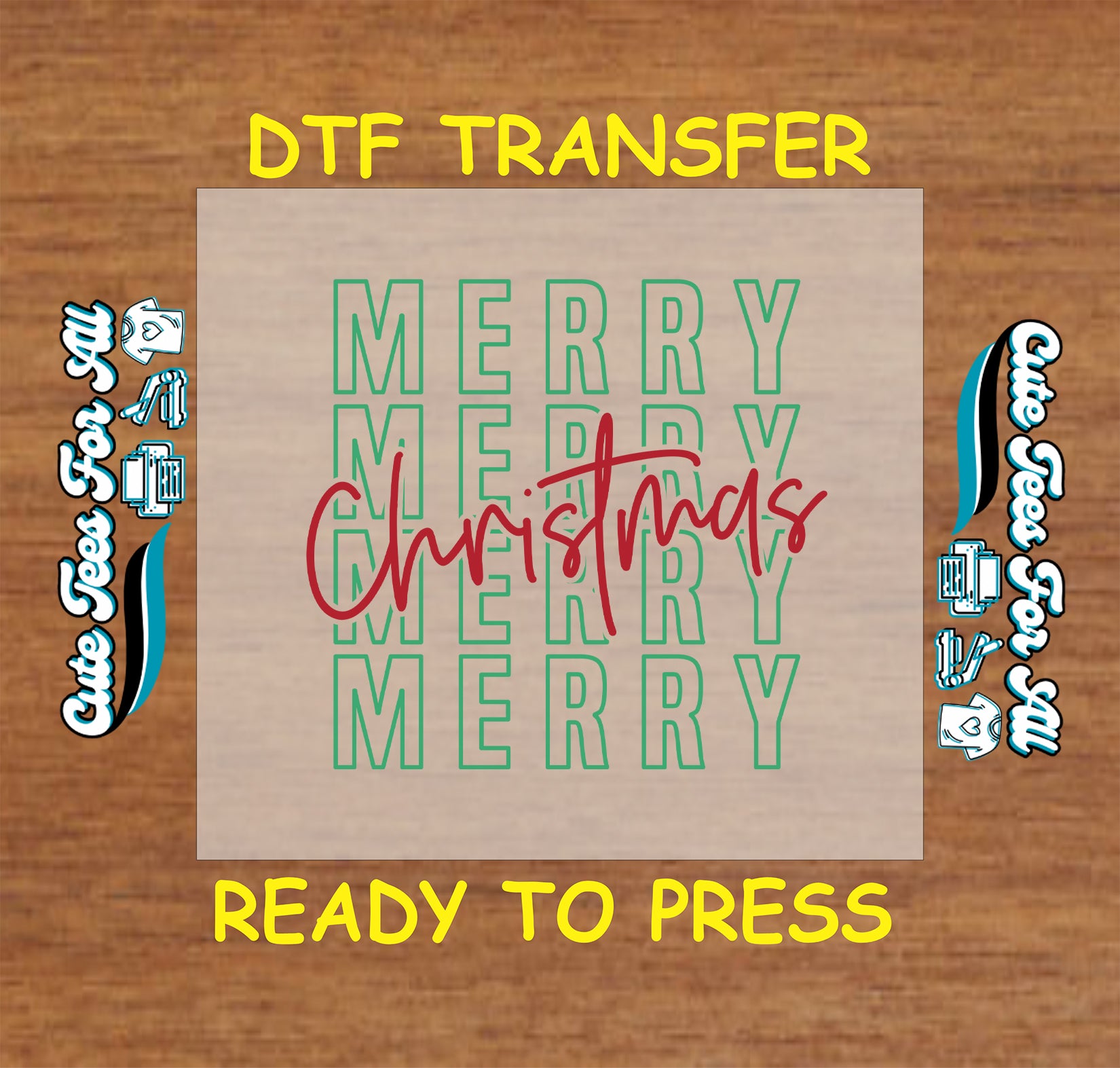 christmas dtf transfer red and green merry typography ready to press iron on heat transfer for diy shirts