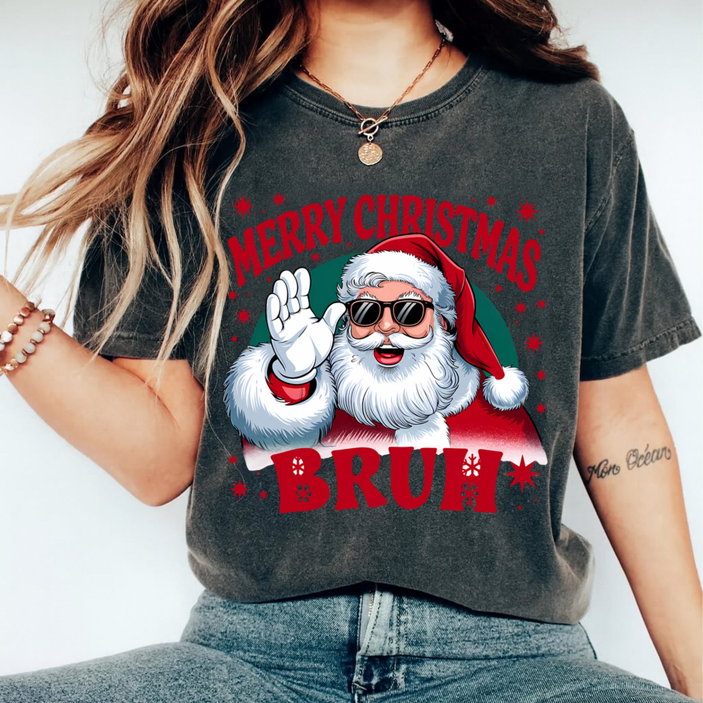 Christmas Santa Bruh DTF Transfer – Ready to Press Iron On Heat Transfer for DIY Shirts 11956