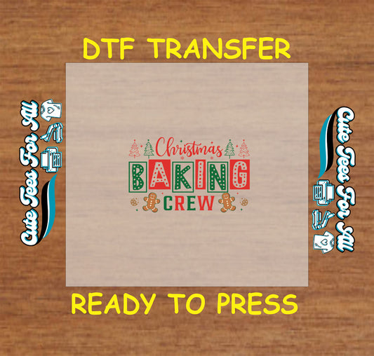 christmas baking crew gingerbread baker themed ready to press dtf transfer iron on heat transfer diy shirts