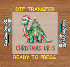 Christmas Dinosaur Lights DTF Transfer – Ready to Press Iron On Heat Transfer for DIY Shirts 11970