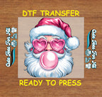 Bubblegum Santa Heart Glasses DTF Transfer – Ready to Press Iron On Heat Transfer for DIY Shirts 11971