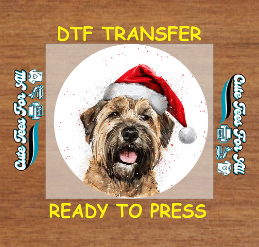 christmas dog santa hat snow ready to press dtf iron on heat transfer diy shirts