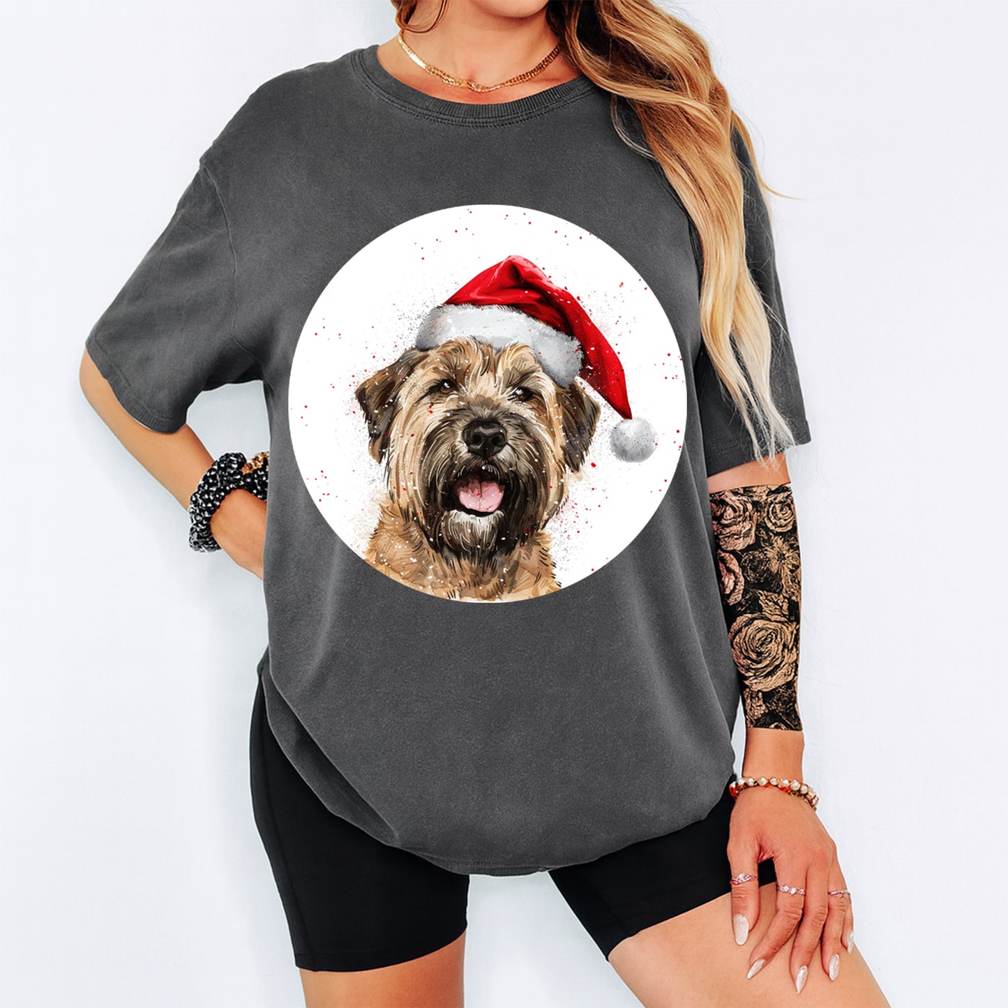 Christmas Dog Santa Hat DTF Transfer – Ready to Press Iron On Heat Transfer for DIY Shirts 11983