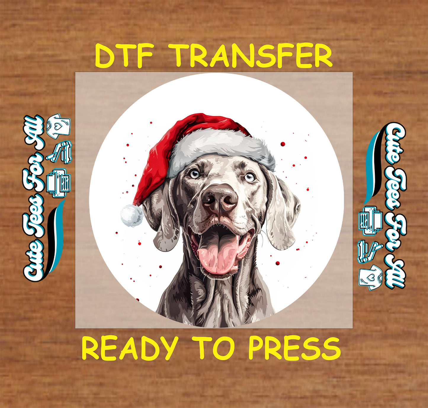 gray dog santa hat christmas ready to press dtf iron on heat transfer diy shirts