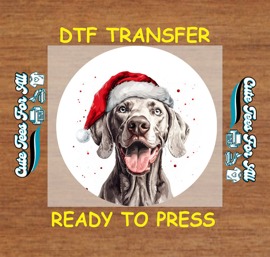 gray dog santa hat christmas ready to press dtf iron on heat transfer diy shirts
