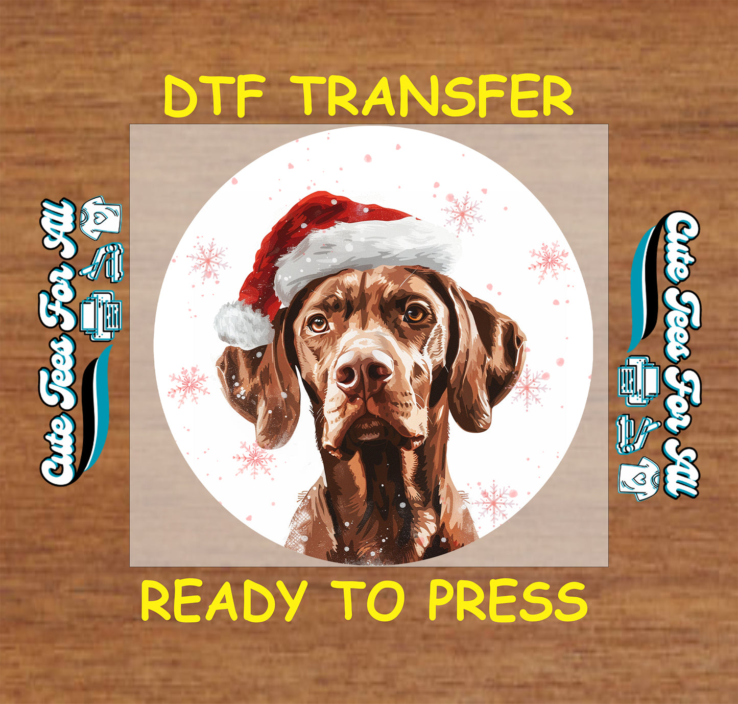 brown dog santa hat christmas ready to press dtf iron on heat transfer diy shirts