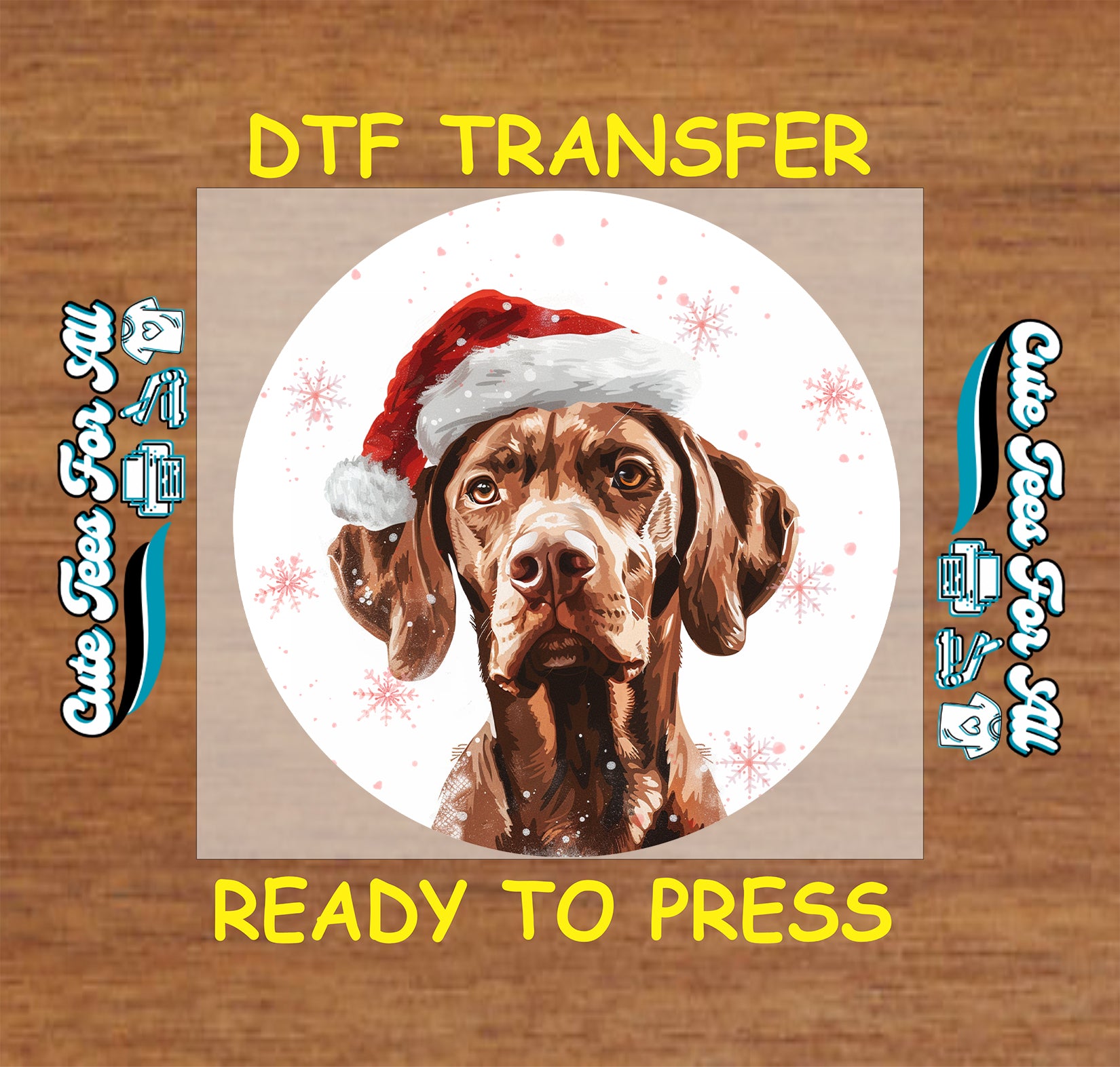 brown dog santa hat christmas ready to press dtf iron on heat transfer diy shirts