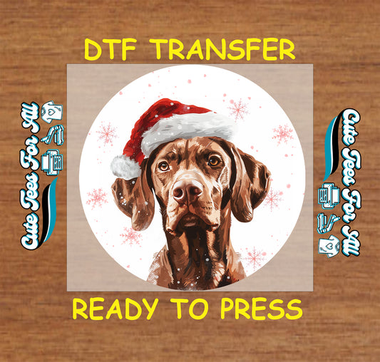brown dog santa hat christmas ready to press dtf iron on heat transfer diy shirts