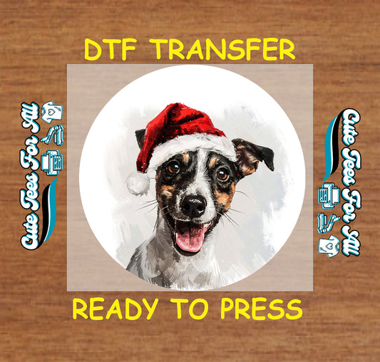 christmas dog santa hat ready to press dtf iron on heat transfer diy shirts