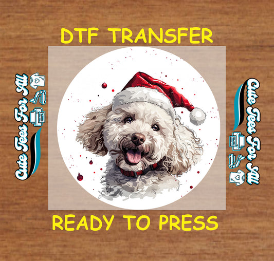 christmas curly dog santa hat ready to press dtf iron on heat transfer for diy shirts