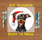 Christmas Mini Dog Santa Hat DTF Transfer – Ready to Press Iron On Heat Transfer for DIY Shirts 12028