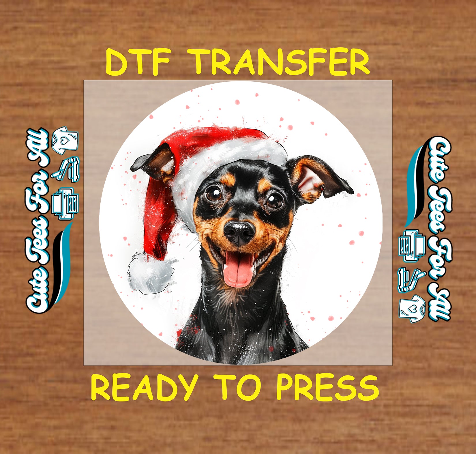 christmas mini dog santa hat ready to press dtf iron on heat transfer for diy shirts