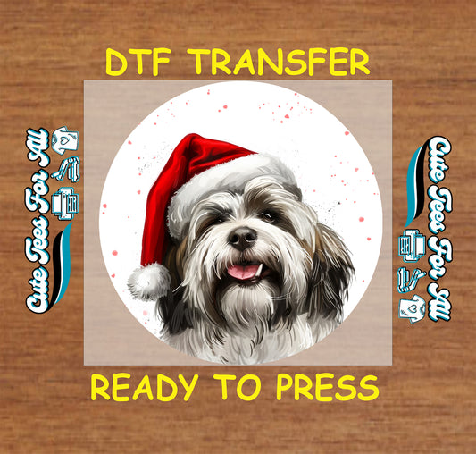 shaggy dog santa hat christmas ready to press dtf iron on heat transfer for diy shirts
